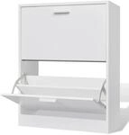 vidaXL Wei&szlig;er Holz-Schuhschrank mit 2 Schuhkippern 241242