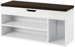 Costway Schuhbank mit Sitzfl&auml;che und Stauraum Sitzkissen Wei&szlig;