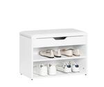 SoBuy Schuhbank mit Sitzfl&auml;che Sitzbank Schuhregal aus MDF 60x44x30cm Wei&szlig; FSR25-W