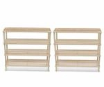 vidaXL Schuhregale mit 4 B&ouml;den 2 Stk Massivholz Tanne 241066