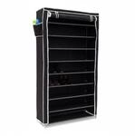 Relaxdays Schuhschrank Valentin Stahlrohr Vlies Schwarz Staubsicher 161 cm x 88 cm x