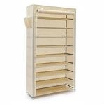 Relaxdays Schuhschrank Valentin Stahlrohr Vlies Beige Staubsicher 161 cm x 88...