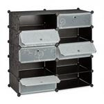 Relaxdays Schuhschrank Kunststoff Metall Schwarz Stecksystem 90 cm x 94 cm x 36,5 cm
