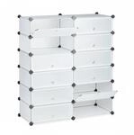 Relaxdays Schuhschrank Kunststoff Transparent 12 F&auml;cher 108 cm x 94 cm x 37 cm 8,8