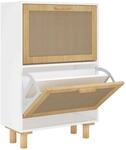 vidaXL Schuhschrank Wei&szlig; 52x25x80 cm Holzwerkstoff & Rattan Natur 345645