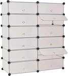 vidaXL Schuh-Organizer Zusammenklappbar mit 12 F&auml;chern Wei&szlig; 244921