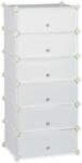 Relaxdays Schuhschrank mit 6 F&auml;chern Kunststoff Metall Wei&szlig; Stecksystem 107 cm x 49