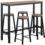 SoBuy Bartisch Set 5-teilig Essgruppe Esstisch mit 4 Hockern Braun-Schwarz OGT22-SCH