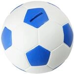 HMF 4790-05 Spardose Fu&szlig;ball Lederoptik 15 cm Durchmesser Blau Wei&szlig;