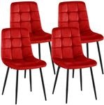 CLP 4er Set Esszimmerst&uuml;hle Antibes Samt Rot