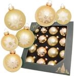 Krebs Glas Lauscha Weihnachtskugeln Sortiment Schneeflocke Goldfarbig 8cm