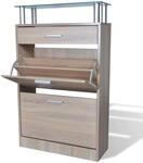 vidaXL Schuhschrank mit Schubfach & Oberes Glasregal Holz Eichenoptik 241245
