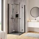 Schulte ExpressPlus Drehfaltt&uuml;r Eckeinstieg Garant 2.0 Alu-Natur 200 cm x 80 cm