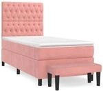 vidaXL Boxspringbett mit Matratze Rosa 100x200 cm Samt1399382