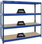 PROREGAL Schwerlastregal Dino HxBxT 180 x 200 x 60 cm Fachlast 500 kg Blau