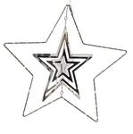 Marelida LED Stern 3D Dekoh&auml;nger Metallstern Weihnachtsstern Timer D 30cm Silber