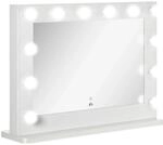 HOMCOM Hollywood Spiegel Eisen Glas MDF Wei&szlig; 80L x 60B x 20H cm