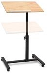 Relaxdays Laptoptisch Holz Gelb H&ouml;henverstellbar Neigbar Drehbar mit Bremsrollen 60