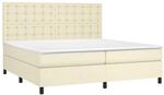 vidaXL Boxspringbett mit Matratze Creme 200x200 cm Kunstleder 3142865