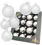 Krebs Glas Lauscha Weihnachtskugeln Sortiment Schneeflocke Silberfarbig 8cm