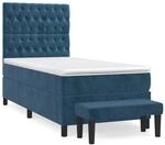 vidaXL Boxspringbett mit Matratze Dunkelblau 100x200 cm Samt 3138011