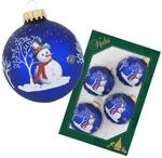 Krebs Glas Lauscha Weihnachtskugeln Schneemannmotiv 4er-Set 7cm