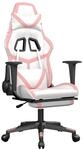 vidaXL Gaming-Stuhl mit Massage & Fu&szlig;st&uuml;tze Wei&szlig; & Rosa Kunstleder Modell 1