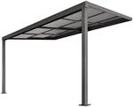 Juskys Terrassendach Jakarta 4x3m mit Polycarbonatplatten Dunkelgrau