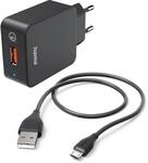 Hama Schnellladeger&auml;t Qualcomm mit Ladekabel Micro-USB 19,5 W 1,5 m Schwarz