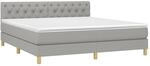 vidaXL Boxspringbett mit Matratze & LED Hellgrau 160x200 cm Stoff 3133965