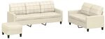 vidaXL 3-Tlg Sofagarnitur mit Kissen Creme Kunstleder 3201384