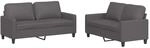 vidaXL 2-Tlg Sofagarnitur mit Kissen Grau Kunstleder 3201410