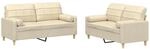 vidaXL 2-Tlg Sofagarnitur mit Kissen Creme Stoff 3201292