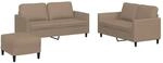 vidaXL 3-Tlg Sofagarnitur mit Kissen Cappuccino-Braun Kunstleder 3201759