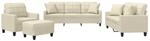 vidaXL 4-Tlg Sofagarnitur mit Kissen Creme Kunstleder 3201354