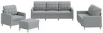 vidaXL 4-Tlg Sofagarnitur mit Kissen Hellgrau Stoff 3201250