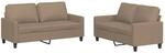 vidaXL 2-Tlg Sofagarnitur mit Kissen Cappuccino-Braun Kunstleder 3201412