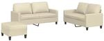 vidaXL 3-Tlg Sofagarnitur mit Kissen Creme Kunstleder 3201414