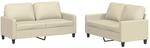 vidaXL 2-Tlg Sofagarnitur mit Kissen Creme Kunstleder 3201409