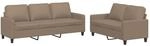 vidaXL 2-Tlg Sofagarnitur mit Kissen Cappuccino-Braun Kunstleder 3201422