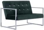 vidaXL 2-Sitzer-Sofa mit Armlehnen Dunkelgr&uuml;n Chrom und Samt