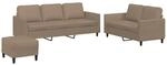 vidaXL 3-Tlg Sofagarnitur mit Kissen Cappuccino-Braun Kunstleder 3201769