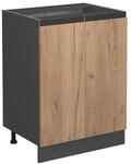 Vicco K&uuml;chenunterschrank R-Line Goldkraft Eiche/Anthrazit 60 cm J-Shape ohne