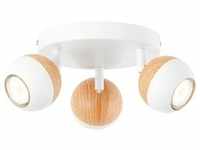 Brilliant LED-Spotrondell Scan 3-flammig Weiß und Holz