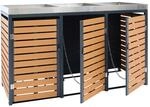 MCW 3er M&uuml;lltonnenverkleidung K14 Teak-Optik 124x200x84cm
