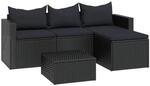 vidaXL Garten-Lounge-Set Schwarz Poly Rattan