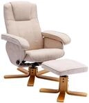Svita Charles Relaxsessel Hocker Sessel Fernsehsessel Drehsessel Polyester Holz Beige