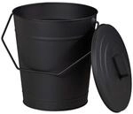 Relaxdays Ascheeimer Stahl Schwarz mit Deckel 34 cm x 32,5 cm x 28 cm 1,2 kg