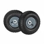 Relaxdays Sackkarrenrad 2er Set Gummi Kunststoff Schwarz Grau Luftbereift 26 cm x 8,5