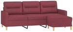 vidaXL 3-Sitzer-Sofa mit Hocker Weinrot 180 cm Stoff 3201079